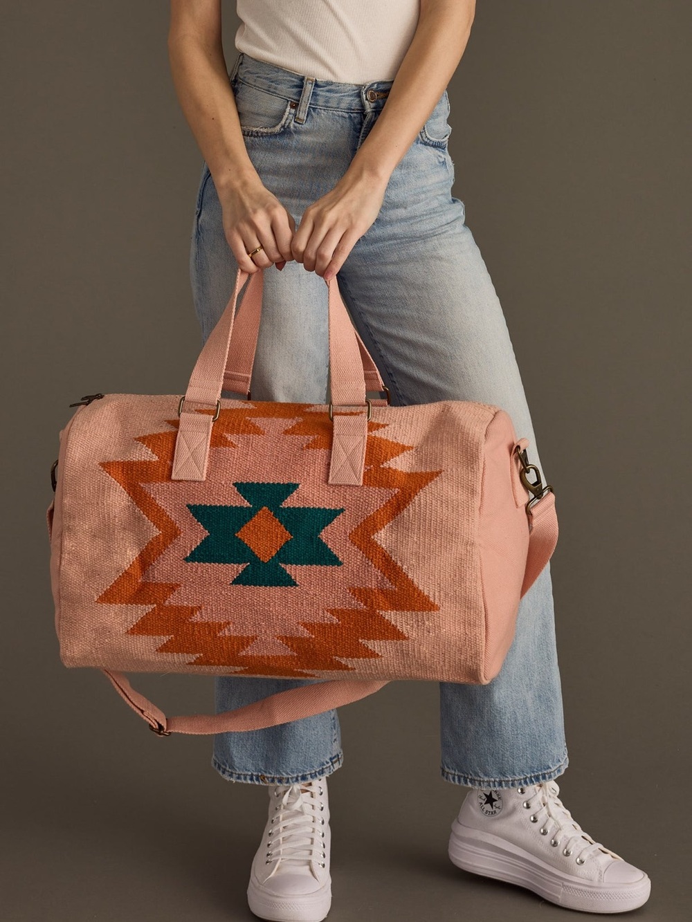 Pink Southwestern Pattern Travel Duffel Bag